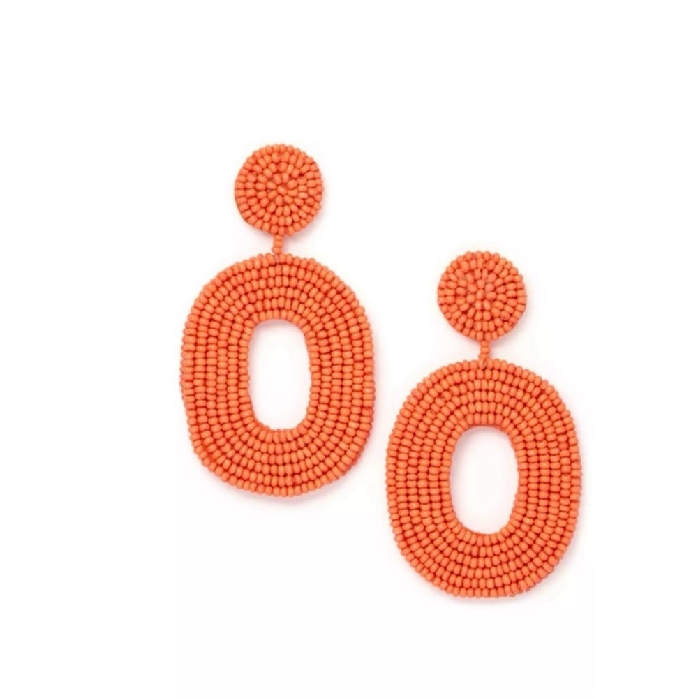 Anna & Ava Beaded Circle Drop Coral Orange Earrings, NWT Jewelry